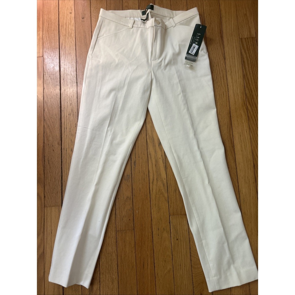 Lauren Ralph Lauren NEW Women's Pleated Straight Leg Ankle Pants‎ Ivory 4P